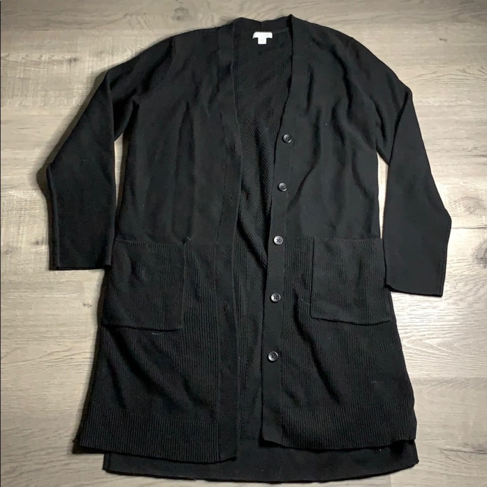 J. Jill black ribbed duster cardigan sweater size small